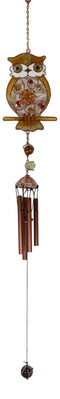 Ebros Whimsical Hoot Owl Resonant Relaxing Copper Wind Chime Garden Patio