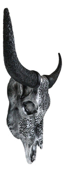 Large Tribal Floral Vines Tattoo Tooled Filigree Steer Bull Cow Skull Wall Decor