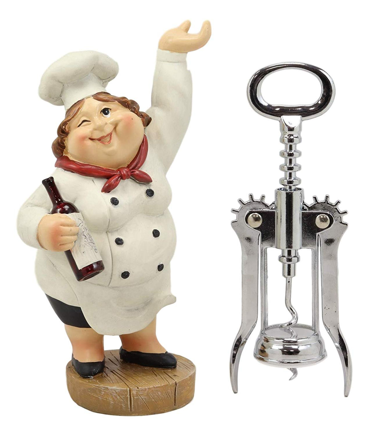 Ebros Gift Whimsical Hand Painted Novelty Corkscrew Wine Bottle Cork Opener Party Hosting Beverage Accessory Home And Kitchen Decor Organizer (Italian Female Lady Chef) - Ebros Gift