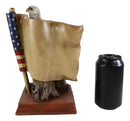 American Pride National Emblem Bald Eagle Perching On Tree By Flag Figurine 9"H