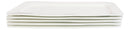 Set Of 5 Contemporary Rhomboid White Porcelain Serving Platter Plate Dish 15"L