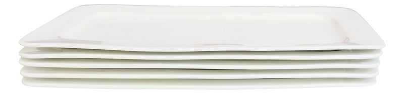 Set Of 5 Contemporary Rhomboid White Porcelain Serving Platter Plate Dish 15"L