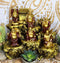 Hotei Buddha Monks Miniature Figurine Set With Rocky Mountain Temple Display