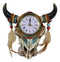 Southwestern Indian Dreamcatcher Feathers Steer Cow Skull Desktop Table Clock