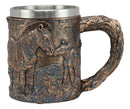 Ebros Zebra Horse With Foal Coffee Mug Textured With Rustic Tree Bark Design