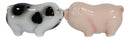 Ceramic Animal Farm Porky Pigs Lover Couple Kissing Salt Pepper Shakers Set
