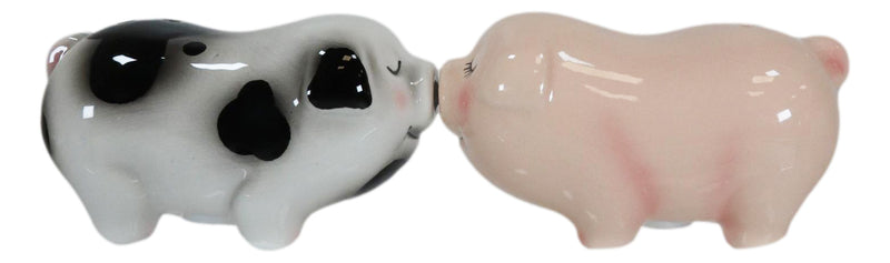 Ceramic Animal Farm Porky Pigs Lover Couple Kissing Salt Pepper Shakers Set