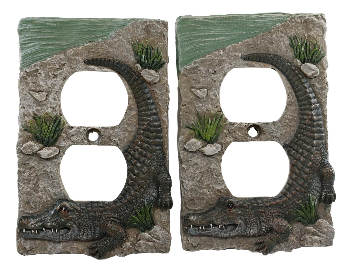 Pack of 2 Wildlife Bayou Swamp Alligator Double Receptacle Wall Outlet Plate
