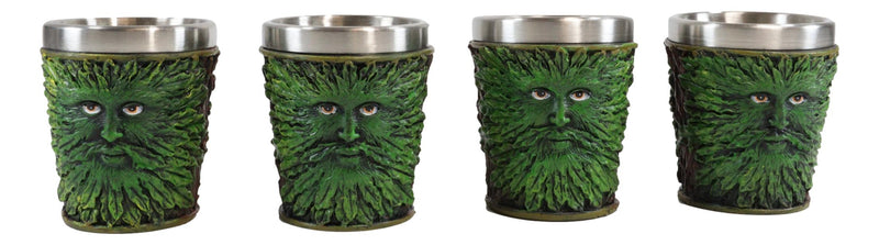 Tree Spirit Forest Dryad Foliage Leaf Pattern Greenman 2oz Shot Glasses Set Of 4