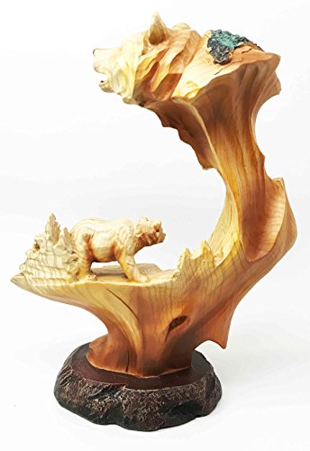 Rustic Grizzly Bear Roaming The Hills Hunting Figurine Faux Wood Statue 9"H