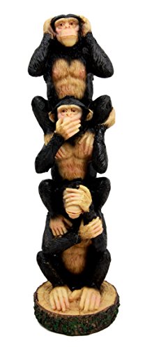 Ebros Gift Stacked See Hear Speak No Evil Monkeys Three Wise Apes of The Jungle Figurine 8.5" H Monkey See Monkey Do Animal Totem Pole Acrobatic Apes Statue Sculpture Home Decor