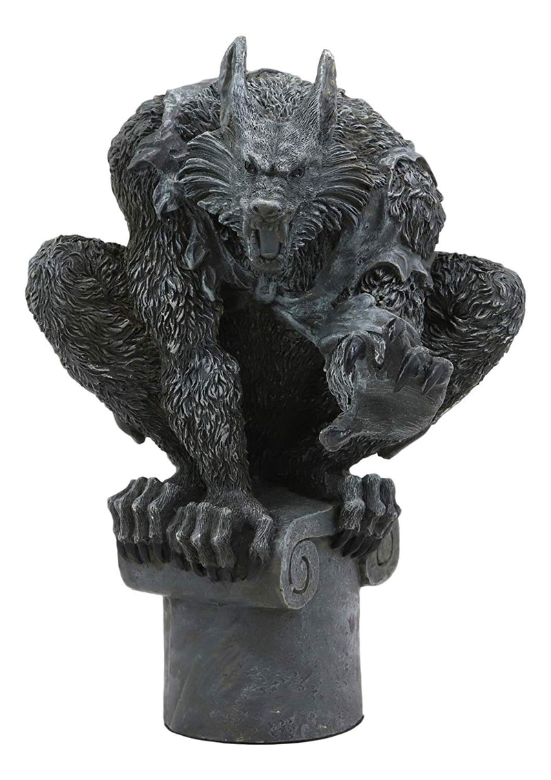 Ebros Gift Remus The Elder Werewolf Lycan Crouching On Roof Pillar Statue Macabre Dark Underworld Full Moon Werewolves Direwolf Halloween Gothic Decor