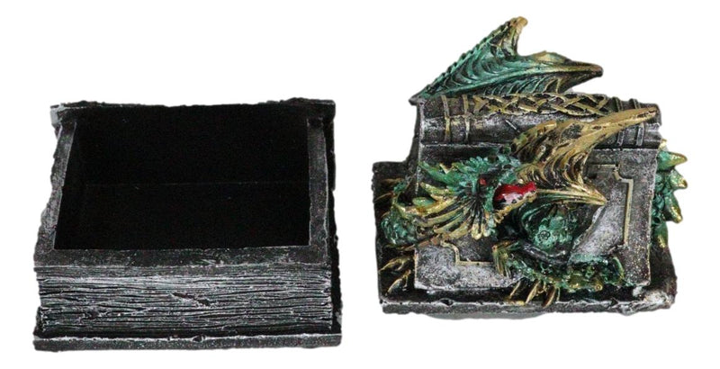 Celtic Beowulf Dragon Trapped In Tombstone Small Jewelry Trinket Box Figurine