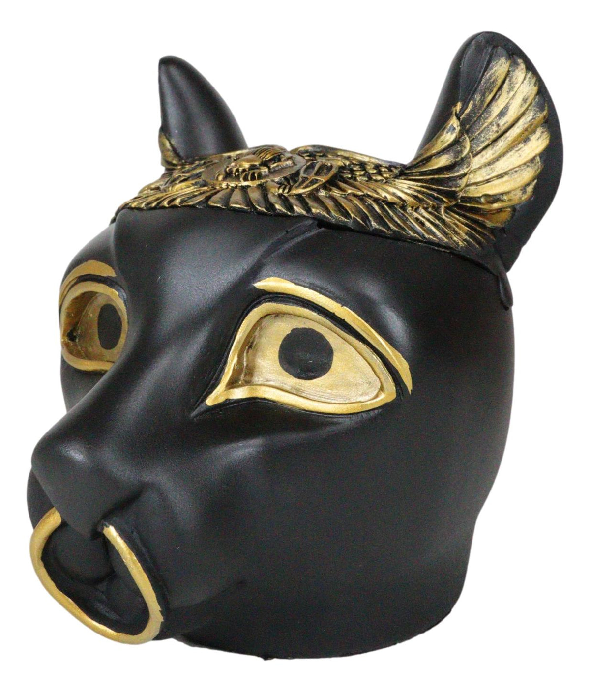Egyptian Bastet Cat With Uraeus Cobras And Scarab Beetle Crown Decorative Box