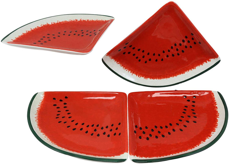Ebros Gourmet Kitchen Watermelon Slices Shaped Serving Plates or Dish Platters