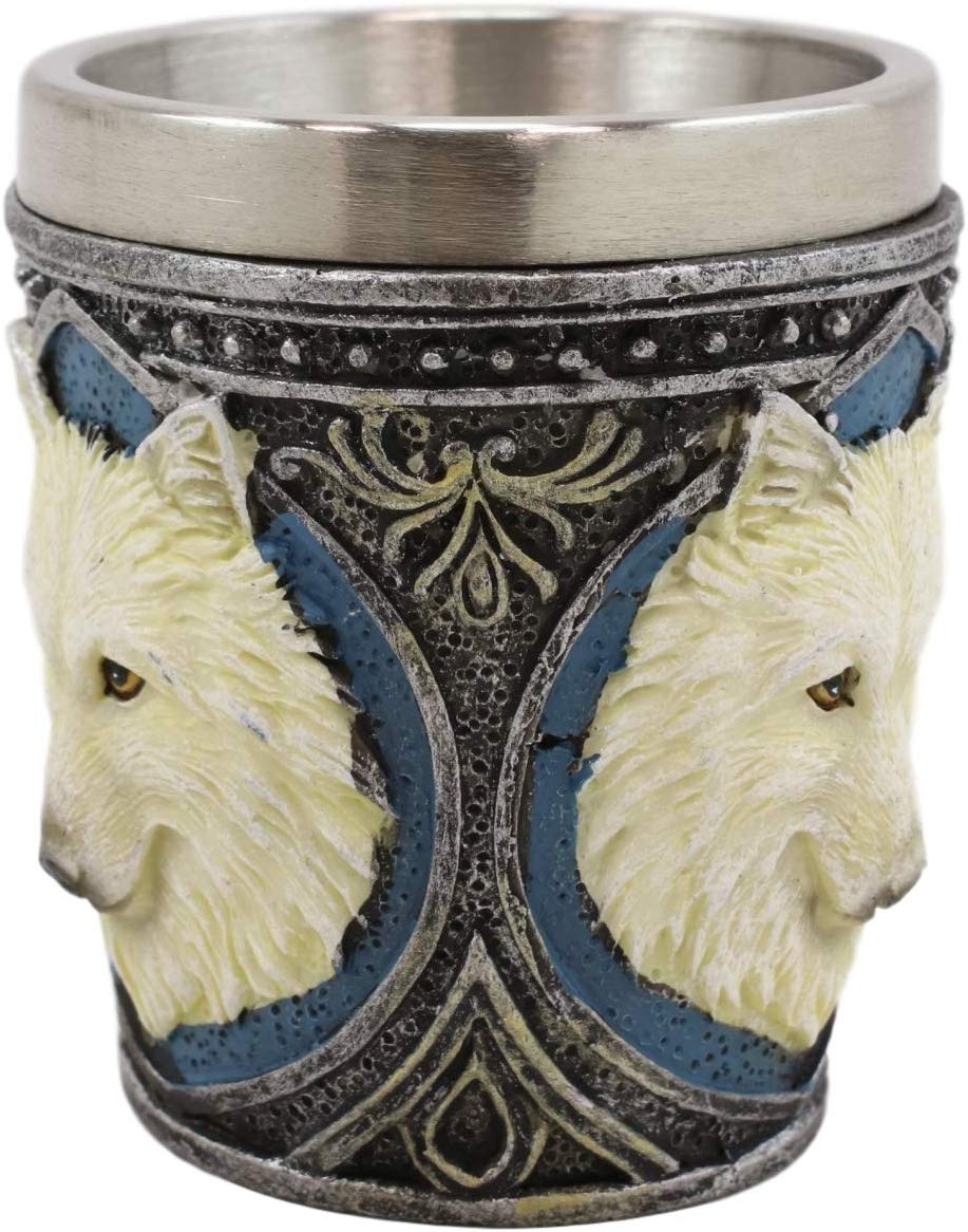 Ebros Full Moon Alpha Wolf 2-Ounce Shot Glass SET OF 2 - Ebros Gift