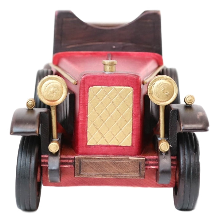 Hand Made Wood Retro Style Pink Cabriolet Convertible Car Wine Holder Figurine