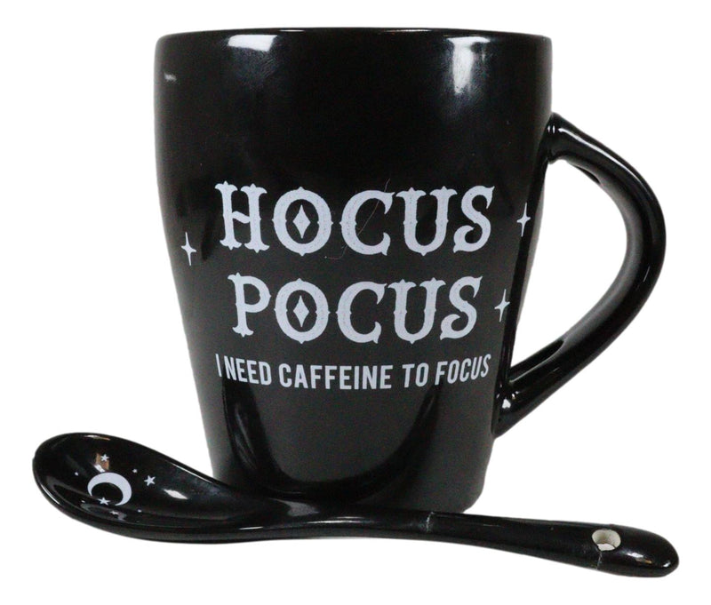 Witchcraft Wicca Hocus Pocus Crescent Moon Stars Coffee Mug And Spoon Set