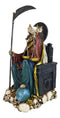 Large Rainbow Robe Santa Muerte Holy Death With Seven Powers Sitting 21"H Statue