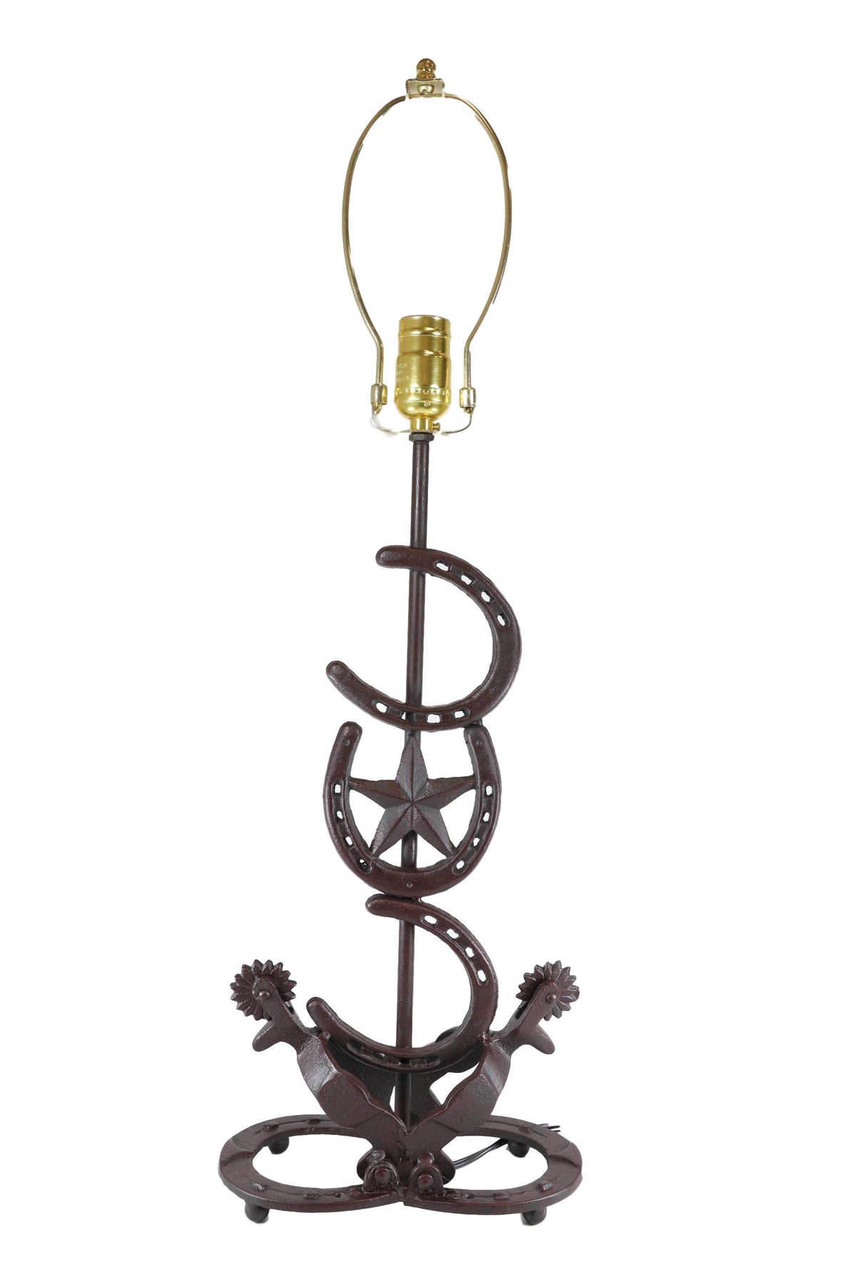 Ebros Set of 2 Cast Iron Western Horseshoes Base Desktop Table Lamps w/ Shade - Ebros Gift