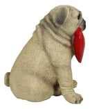 Adorable Pug Puppy Dog With Big Red Heart I Love You Sign Decorative Figurine