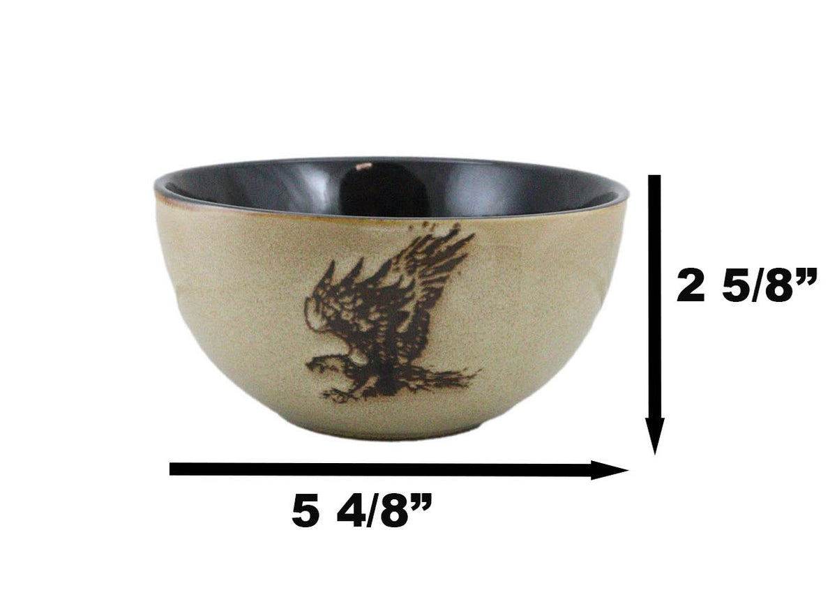 Set Of 2 Rustic Western Patriotic Bald Eagle Ceramic Pasta Salad Soup Bowls 21oz