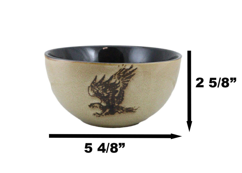 Set Of 2 Rustic Western Patriotic Bald Eagle Ceramic Pasta Salad Soup Bowls 21oz