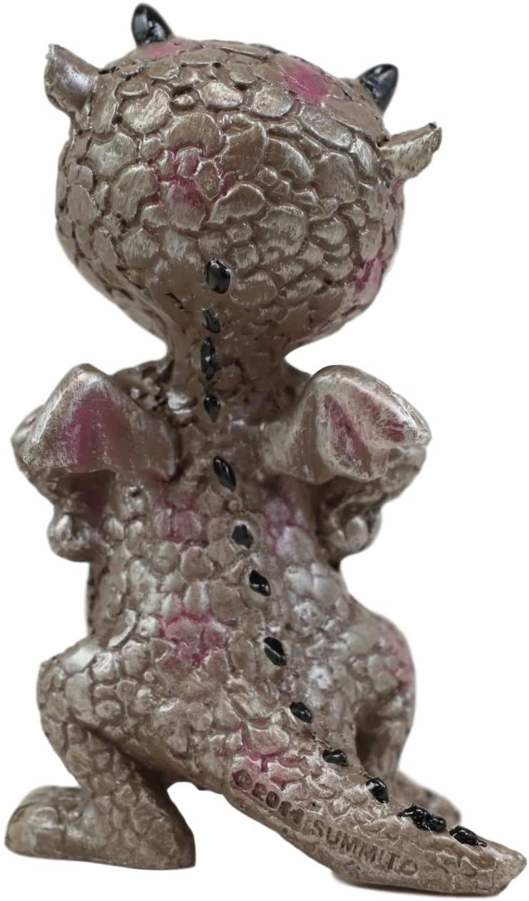 Ebros Small Gray Sulky Wyrmling Baby Hatchling Dragon with Pink Spots Figurine