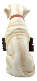 Ebros Gift Lifelike Pet Pal Labrador Retriever Statue 13.25" H Golden Retriever Dog with Jingle Collar and Greeting Sign As Patio Welcome Home Decor Sculpture (Yellow)