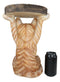 Feline Orange Tabby Cat Kitten Holding Faux Wood Slice Table Stand Figurine