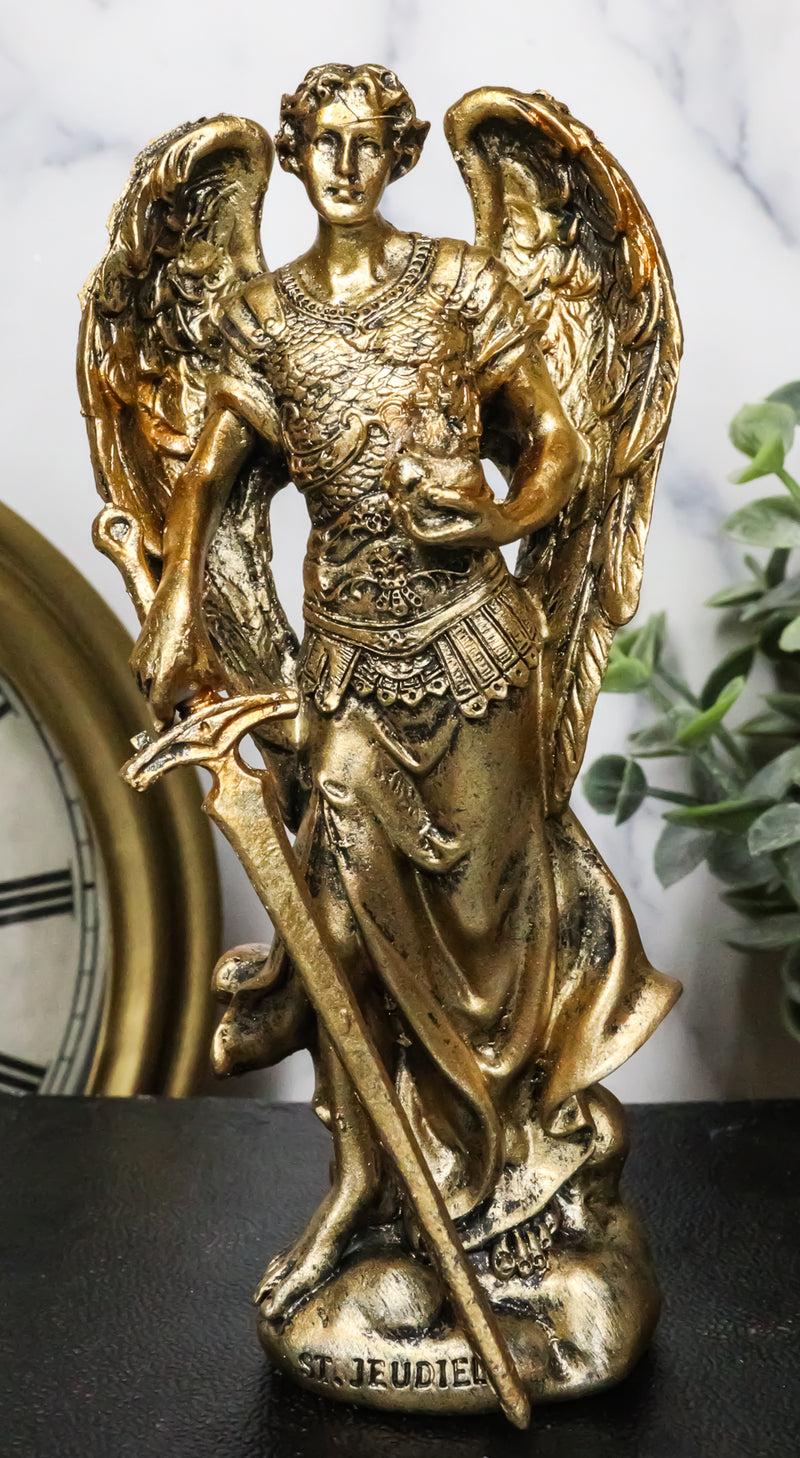 Ebros Bronzed Greek Orthodox Christian Church Archangel Of The Angelic Council Statue 5" Tall Figurine (Jehudiel The Laudation Of God)
