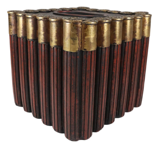 Western Shotgun 12 Gauge Bullet Shells Tissue Box Holder Cover Case Figurine