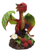Ebros Colorful Garden Fruits and Berries Green Thumb Berry Raspberry Dragon Statue