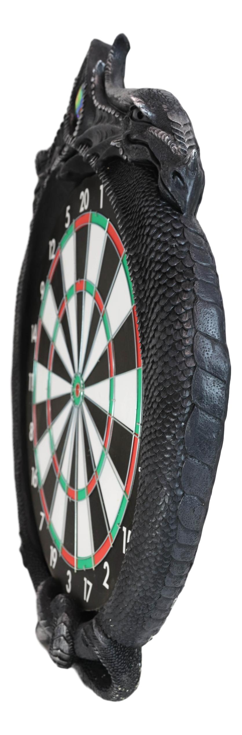 Medieval Dungeon Crystal Jade Dual Dragon Dart Board Wall Sculpture 20.5"H Decor