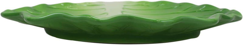 Ebros 12" Wide Green Cabbage Leaf Shaped Serving Plate Dish Platter SET OF 3 - Ebros Gift