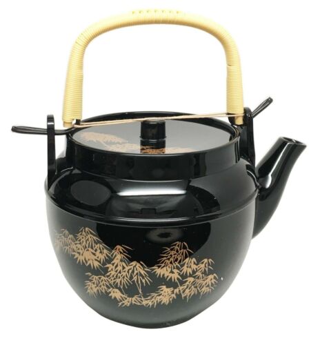 Japanese Winter Tree Art Melamine Tea Pot With Strainer & Flexible Bamboo Handle