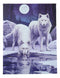 Winter Warrior Frozen Snow Wolves With Full Moon Wood Framed Canvas Wall Decor