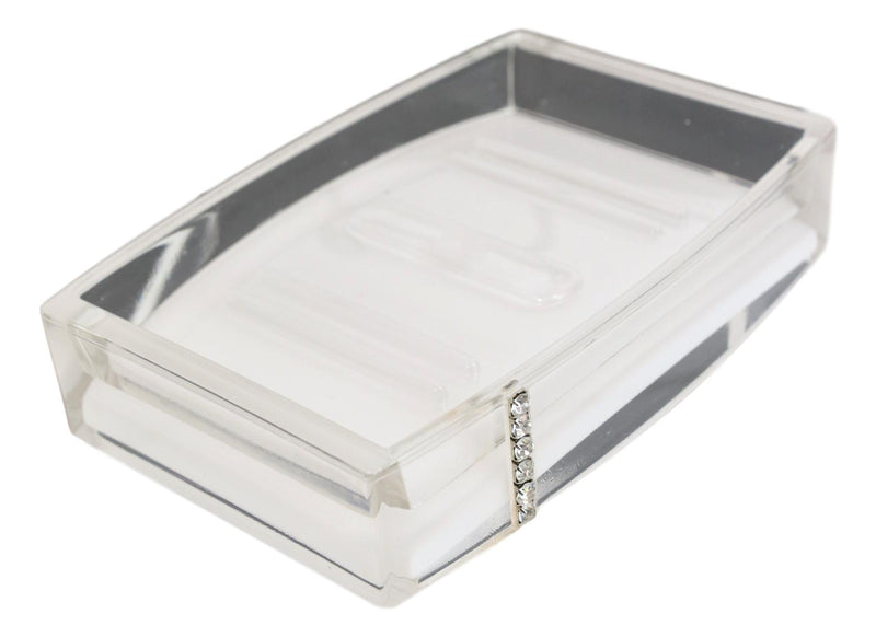 Stain White Austrian Crystals 6 Piece Chic Bathroom Vanity Accessories Gift Set