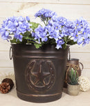 Rustic Western Star With Horseshoe Old Fashioned Bucket Vase Or Waste Bin 11"Dia
