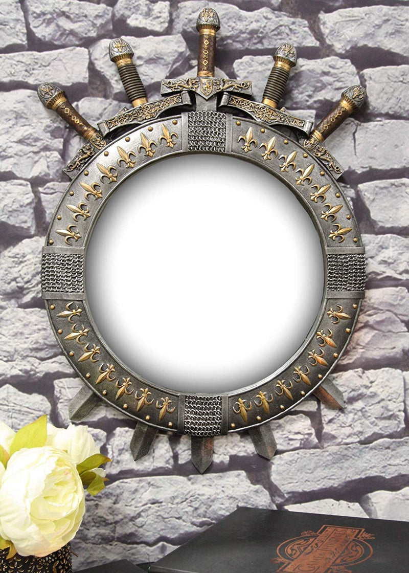 Ebros Medieval Knight Throne of Swords Valyrian Steel Blades Clad Wall Mirror