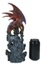 Red Behemoth Dragon Protecting Castle With Precious Gemstone Figurine 12.5"H