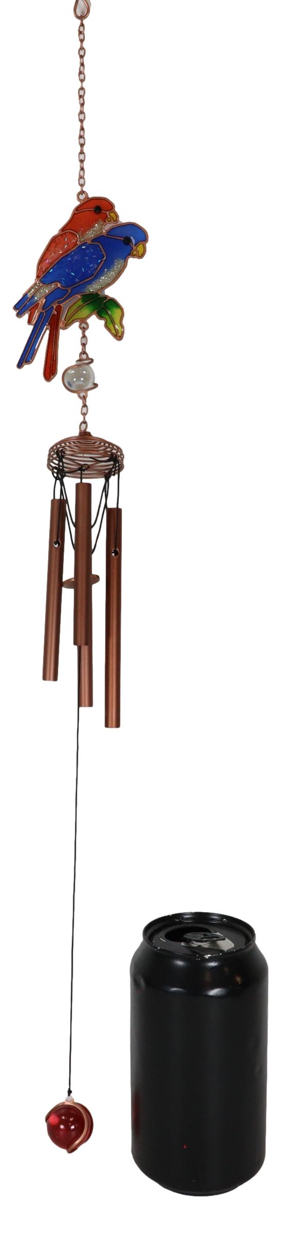 Tropical Scarlet Macaw Parrot Lovers Bird Pair Resonant Copper Wind Chime Garden