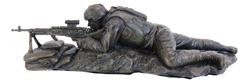 War Marine Scout Sniper Soldier With Long Range Rifle Gun On Tripod Stand Statue
