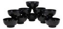Ebros Japanese Contemporary Black Lacquer Ridged Bowls Made In Japan Set of 10