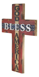 Rustic Western American Flag Colors God Bless America Patriotic Wall Cross 14"H