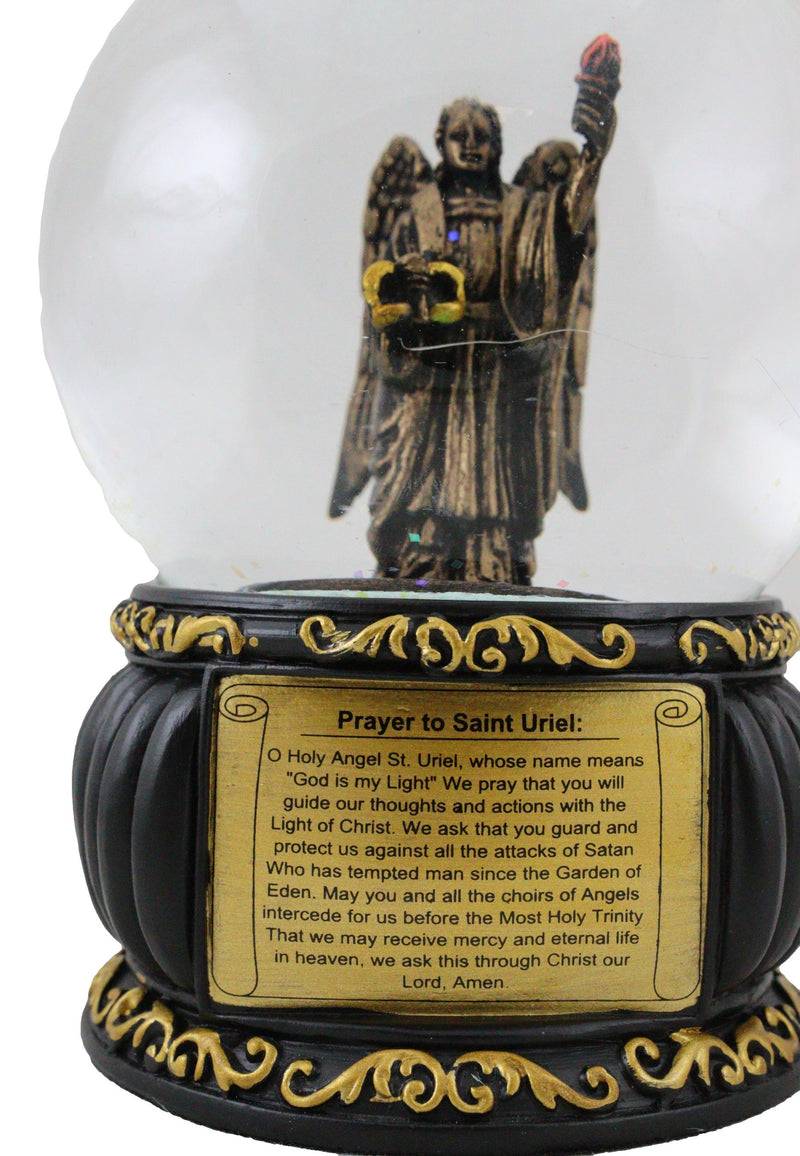 Christian Holy Archangel Saint Uriel Angel Of Light Glitter Water Globe Figurine