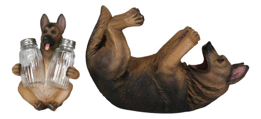Ebros Dog German Shepherd Wine Holder and Salt Pepper Shakers Holder Set