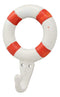 Ebros Gift 6.5"Tall Cast Iron Nautical Coastal Sailor Lifeguard Life Ring Buoy White With Red Stripes Wall Hook (1) - Ebros Gift