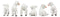 Ebros Adorable Six Little Lambs Statue Set 3" Assorted Baby Sheep Cute Animal Figurines
