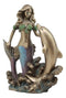 Art Nouveau Ocean Siren Mermaid With Bottlenose Dolphin Statue Nautical Decor